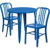 image:imageFlash Furniture Craig Commercial Grade 30 Round Yellow Metal IndoorOutdoor Table Set with 2 Vertical Slat Back ChairsBlue