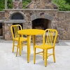 image:imageFlash Furniture Craig Commercial Grade 30 Round Yellow Metal IndoorOutdoor Table Set with 2 Vertical Slat Back ChairsYellow