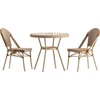 image:imageFlash Furniture Lourdes IndoorOutdoor Commercial French Bistro Set  Tempered Glass Top Table  2 Chairs  PE Rattan  Lt NAT Bamboo Print Aluminum Frame  NATWhtNatural  White RattanLight Natural Frame