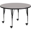 image:imageFlash Furniture Mobile 42 Round Grey HP Laminate Activity Table  Height Adjustable Short LegsGrey