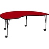 image:imageFlash Furniture Mobile 48W x 72L Kidney Red Thermal Laminate Activity Table  Height Adjustable Short LegsRed