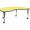 image:imageFlash Furniture Mobile 48W x 72L Kidney Red Thermal Laminate Activity Table  Height Adjustable Short LegsYellow