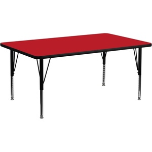 image:imageFlash Furniture 24W x 60L Rectangular Grey HP Laminate Activity Table  Height Adjustable Short LegsRed
