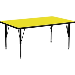 image:imageFlash Furniture 24W x 60L Rectangular Grey HP Laminate Activity Table  Height Adjustable Short LegsYellow
