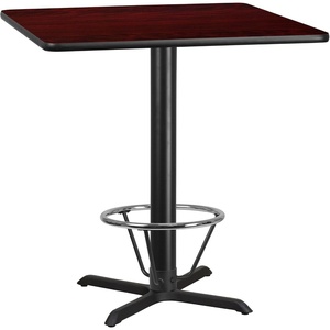 image:imageFlash Furniture 42 Square Black Laminate Table Top with 33 x 33 Bar Height Table Base and Foot RingMahogany
