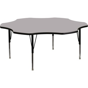 image:imageFlash Furniture 60 Flower Yellow Thermal Laminate Activity Table  Height Adjustable Short LegsGrey