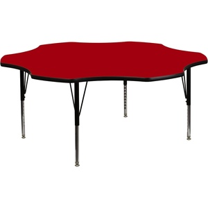 image:imageFlash Furniture 60 Flower Yellow Thermal Laminate Activity Table  Height Adjustable Short LegsRed