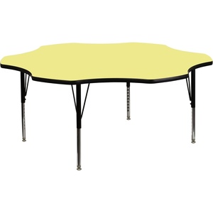 image:imageFlash Furniture 60 Flower Yellow Thermal Laminate Activity Table  Height Adjustable Short LegsYellow