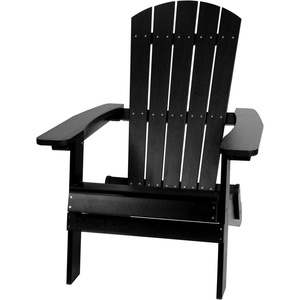 image:imageFlash Furniture Charlestown Folding Adirondack Chair  Black  Poly Resin  IndoorOutdoor  Weather Resistant  Set of 2Black
