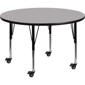 image:imageFlash Furniture Mobile 42 Round Grey HP Laminate Activity Table  Height Adjustable Short LegsGrey