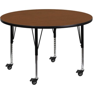 image:imageFlash Furniture Mobile 42 Round Grey HP Laminate Activity Table  Height Adjustable Short LegsOak