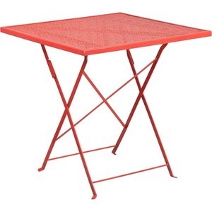 image:imageFlash Furniture Oia Commercial Grade 28 Square Light Gray IndoorOutdoor Steel Folding Patio TableCoral