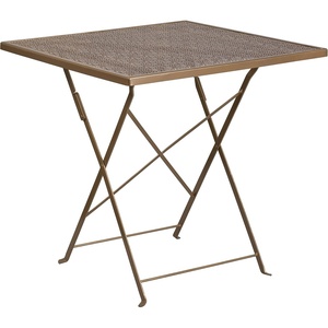 image:imageFlash Furniture Oia Commercial Grade 28 Square Light Gray IndoorOutdoor Steel Folding Patio TableGold