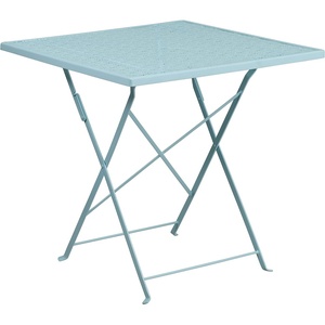 image:imageFlash Furniture Oia Commercial Grade 28 Square Light Gray IndoorOutdoor Steel Folding Patio TableSky Blue
