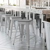 image:imageFlash Furniture 24 Counter Height Backless Stool SilverGray 4Pack  Indoor Poly Resin Seat Stackable Commercial Grade Metal Frame