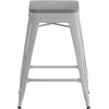 image:imageFlash Furniture 24 Counter Height Backless Stool SilverGray 4Pack  Indoor Poly Resin Seat Stackable Commercial Grade Metal Frame