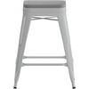 image:imageFlash Furniture 24 Counter Height Backless Stool SilverGray 4Pack  Indoor Poly Resin Seat Stackable Commercial Grade Metal Frame