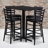 image:imageFlash Furniture 24W x 42L Rectangular Black Laminate Table Set with 4 Ladder Back Metal Barstools  Black Vinyl Seat  24W x 42L Laminate Tabletop Ladder Back Metal Barstools Black Vinyl SeatBlack TopBlack Vinyl Seat