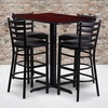 image:imageFlash Furniture 24W x 42L Rectangular Black Laminate Table Set with 4 Ladder Back Metal Barstools  Black Vinyl Seat  24W x 42L Laminate Tabletop Ladder Back Metal Barstools Black Vinyl SeatMahogany TopBlack Vinyl Seat