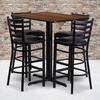 image:imageFlash Furniture 24W x 42L Rectangular Black Laminate Table Set with 4 Ladder Back Metal Barstools  Black Vinyl Seat  24W x 42L Laminate Tabletop Ladder Back Metal Barstools Black Vinyl SeatWalnut TopBlack Vinyl Seat
