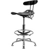 image:imageFlash Furniture Bradley Vibrant Bright Blue and Chrome Drafting Stool with Tractor SeatBlack