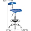 image:imageFlash Furniture Bradley Vibrant Bright Blue and Chrome Drafting Stool with Tractor SeatBright Blue