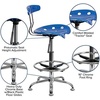 image:imageFlash Furniture Bradley Vibrant Bright Blue and Chrome Drafting Stool with Tractor SeatBright Blue
