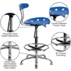image:imageFlash Furniture Bradley Vibrant Bright Blue and Chrome Drafting Stool with Tractor SeatBright Blue