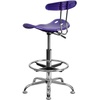 image:imageFlash Furniture Bradley Vibrant Bright Blue and Chrome Drafting Stool with Tractor SeatViolet