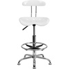 image:imageFlash Furniture Bradley Vibrant Bright Blue and Chrome Drafting Stool with Tractor SeatWhite