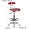 image:imageFlash Furniture Bradley Vibrant Bright Blue and Chrome Drafting Stool with Tractor SeatWine Red