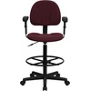 image:imageFlash Furniture Fabric Adjustable Drafting Chair Black  Fabric UpholsteryBurgundy