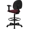 image:imageFlash Furniture Fabric Adjustable Drafting Chair Black  Fabric UpholsteryBurgundy