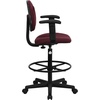 image:imageFlash Furniture Fabric Adjustable Drafting Chair Black  Fabric UpholsteryBurgundy