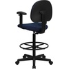 image:imageFlash Furniture Fabric Adjustable Drafting Chair Black  Fabric UpholsteryNavy Blue Patterned