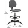 image:imageFlash Furniture Fabric Adjustable Drafting Chair Gray  Adjustable Foot Ring Adjustable Height Fabric Upholstery