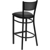 image:imageFlash Furniture HERCULES Series Black Grid Back Metal Restaurant Barstool  Cherry Wood Seat  Wood Seat Durable Construction Commercial UseBlack Vinyl SeatBlack Metal Frame