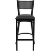 image:imageFlash Furniture HERCULES Series Black Grid Back Metal Restaurant Barstool  Cherry Wood Seat  Wood Seat Durable Construction Commercial UseBlack Vinyl SeatBlack Metal Frame