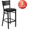 image:imageFlash Furniture HERCULES Series Black Grid Back Metal Restaurant Barstool  Cherry Wood Seat  Wood Seat Durable Construction Commercial UseBlack Vinyl SeatBlack Metal Frame