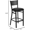 image:imageFlash Furniture HERCULES Series Black Grid Back Metal Restaurant Barstool  Cherry Wood Seat  Wood Seat Durable Construction Commercial UseBlack Vinyl SeatBlack Metal Frame