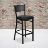 image:imageFlash Furniture HERCULES Series Black Grid Back Metal Restaurant Barstool  Cherry Wood Seat  Wood Seat Durable Construction Commercial UseBlack Vinyl SeatBlack Metal Frame