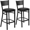 image:imageFlash Furniture HERCULES Series Black Grid Back Metal Restaurant Barstool  Cherry Wood Seat  Wood Seat Durable Construction Commercial UseBlack Vinyl SeatBlack Metal Frame