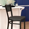 image:imageFlash Furniture HERCULES Series Black Grid Back Metal Restaurant Barstool  Cherry Wood Seat  Wood Seat Durable Construction Commercial UseBlack Vinyl SeatBlack Metal Frame