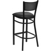 image:imageFlash Furniture HERCULES Series Black Grid Back Metal Restaurant Barstool  Cherry Wood Seat  Wood Seat Durable Construction Commercial UseBlack Vinyl SeatBlack Metal Frame