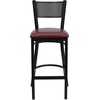 image:imageFlash Furniture HERCULES Series Black Grid Back Metal Restaurant Barstool  Cherry Wood Seat  Wood Seat Durable Construction Commercial UseBurgundy Vinyl SeatBlack Metal Frame