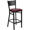 image:imageFlash Furniture HERCULES Series Black Grid Back Metal Restaurant Barstool  Cherry Wood Seat  Wood Seat Durable Construction Commercial UseBurgundy Vinyl SeatBlack Metal Frame