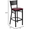 image:imageFlash Furniture HERCULES Series Black Grid Back Metal Restaurant Barstool  Cherry Wood Seat  Wood Seat Durable Construction Commercial UseBurgundy Vinyl SeatBlack Metal Frame