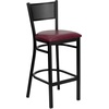image:imageFlash Furniture HERCULES Series Black Grid Back Metal Restaurant Barstool  Cherry Wood Seat  Wood Seat Durable Construction Commercial UseBurgundy Vinyl SeatBlack Metal Frame