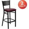 image:imageFlash Furniture HERCULES Series Black Grid Back Metal Restaurant Barstool  Cherry Wood Seat  Wood Seat Durable Construction Commercial UseBurgundy Vinyl SeatBlack Metal Frame