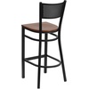 image:imageFlash Furniture HERCULES Series Black Grid Back Metal Restaurant Barstool  Cherry Wood Seat  Wood Seat Durable Construction Commercial UseCherry Wood SeatBlack Metal Frame